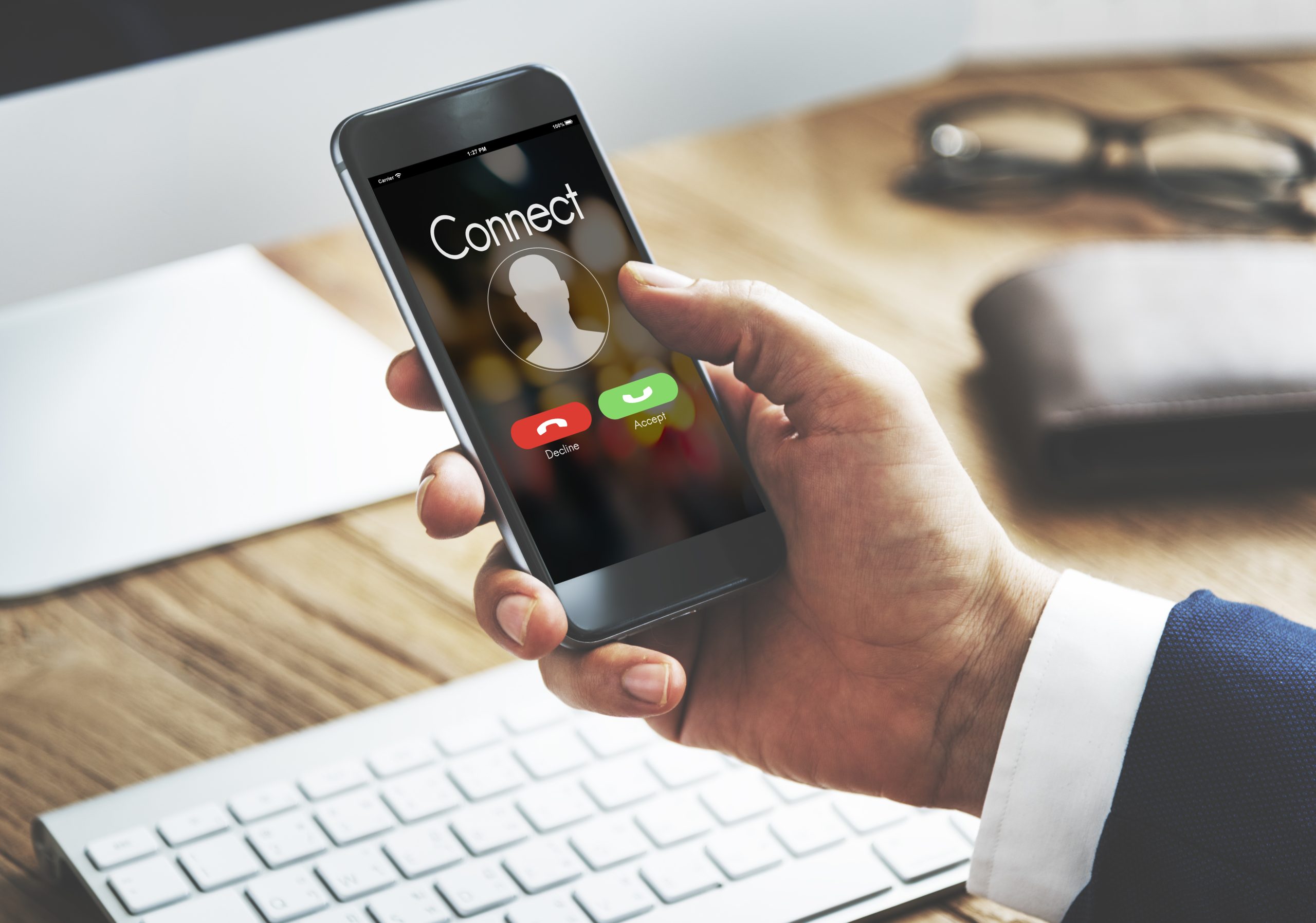 connect incoming call communication concept